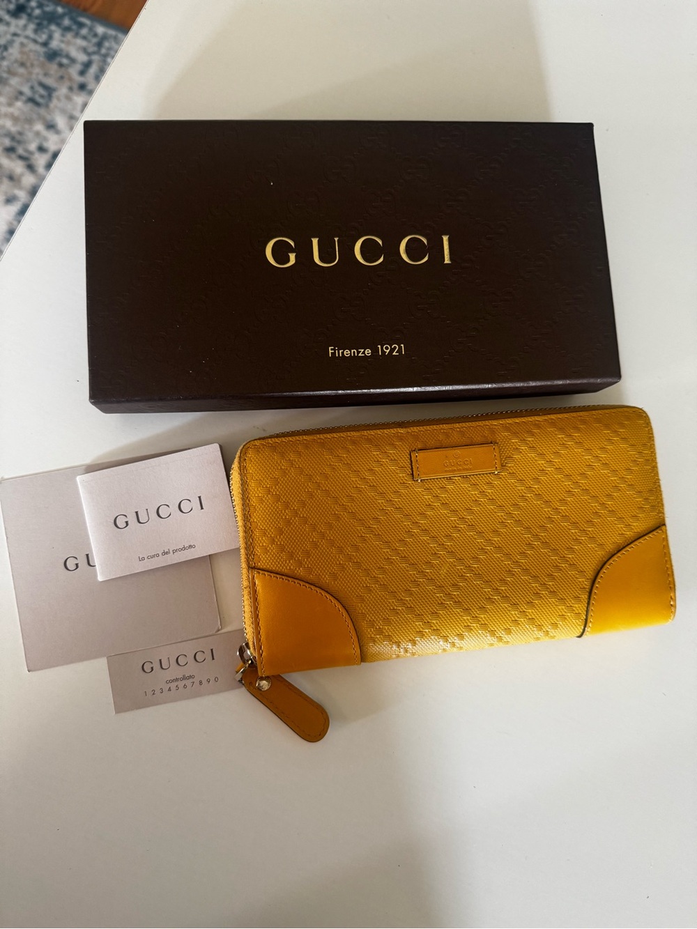 Gucci Yellow Bright Diamante Zip-Around Long Wallet | Giftable Set w/ Box